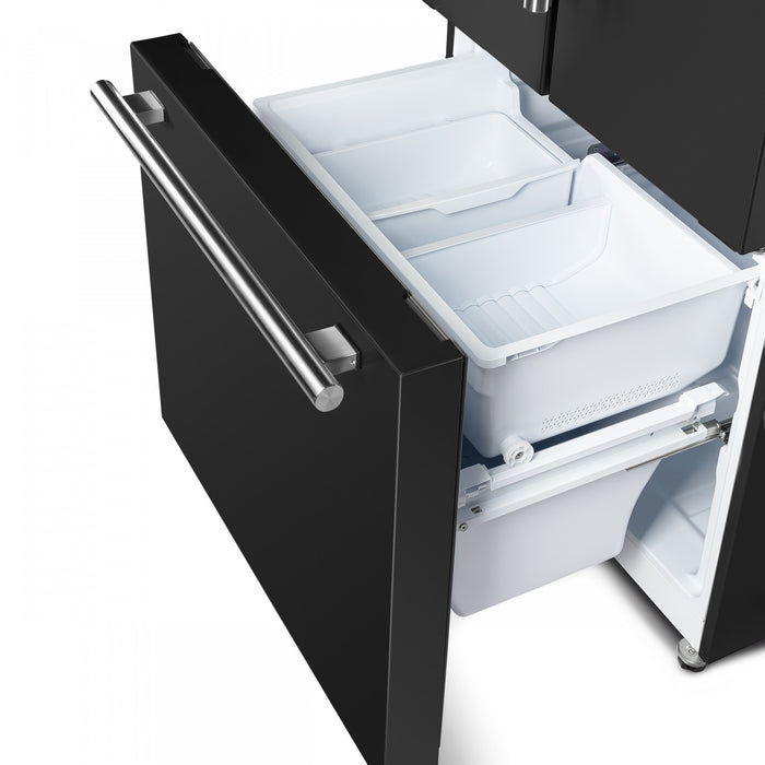 Forno Espresso Gallipoli 30-inch French Door Black Refrigerator, 17.5 cu.ft. - FFFFD1974-31BLK