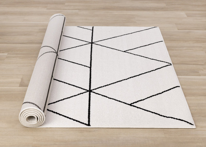 Covington White Black Modern Geometric Trellis Design Rug, 7'10\" x 10'6\" Indoor Area Rug
