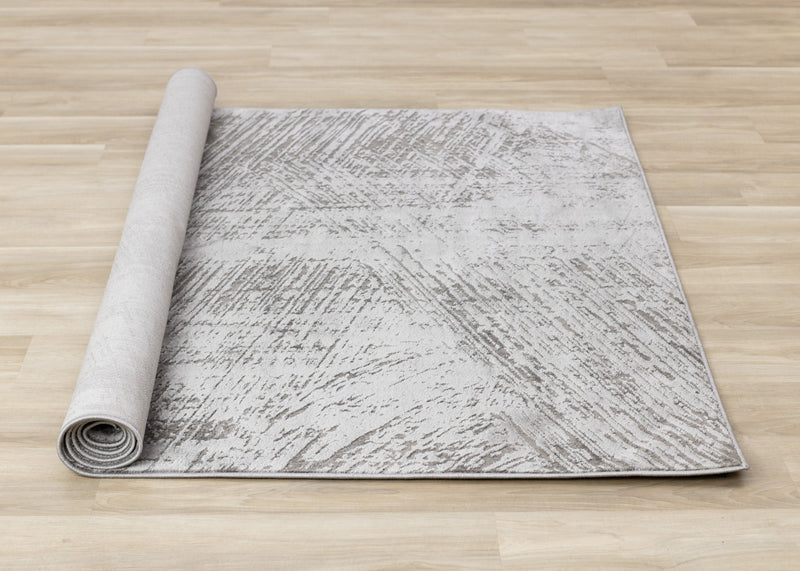 Hudson Grey Cream Distressed Brushstrokes Rug, 7'10\" x 10'6\" Indoor Area Rug