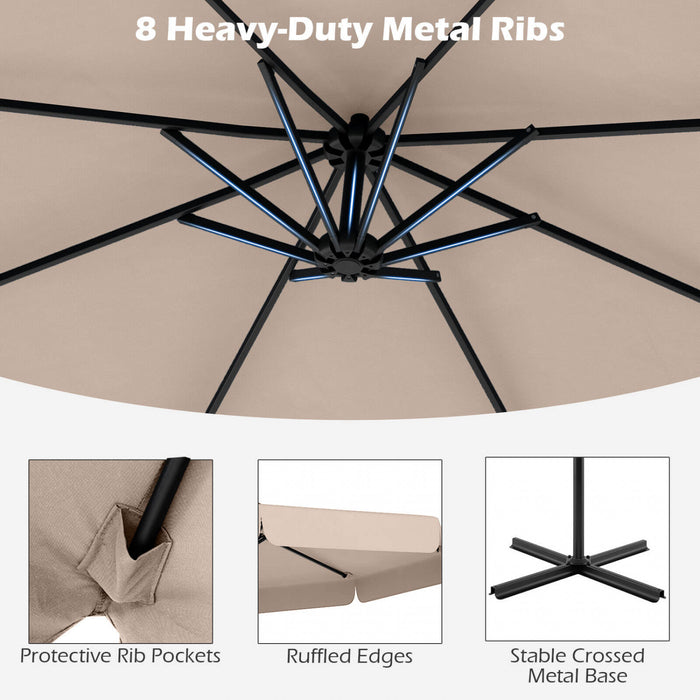 Costway 10 FT Offset Hanging Umbrella Patio Cantilever Umbrella with Cover Beige