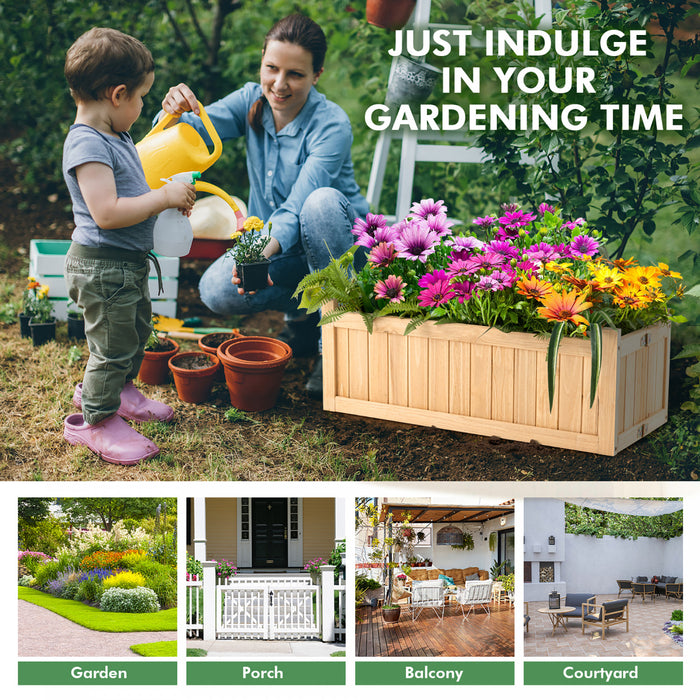 Costway Outdoor Wooden Planter Box Folding Raised Garden Plant Container W/drainage Hole