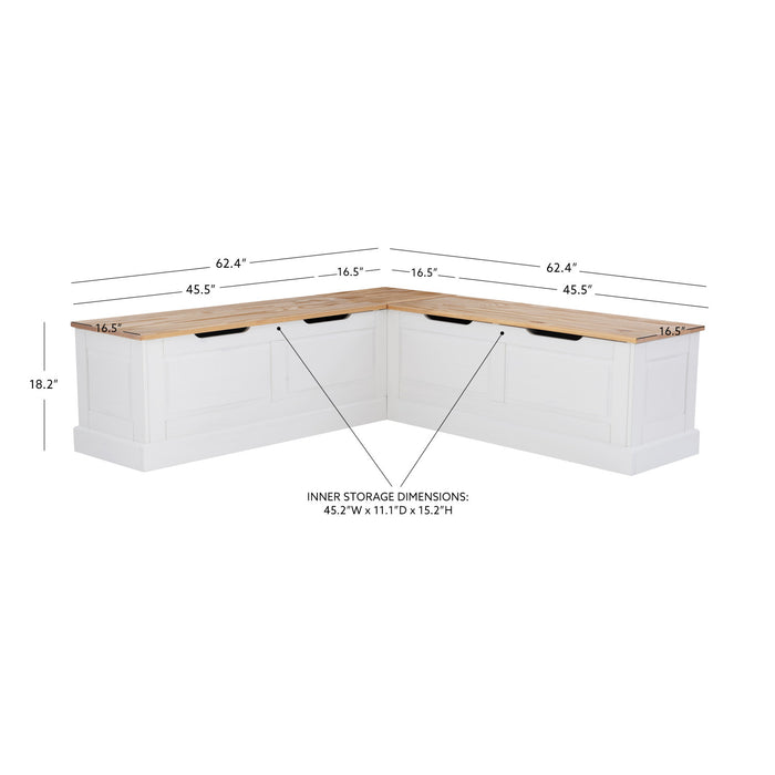 Tobin Backless Corner Nook Dining Bench - Natural and White