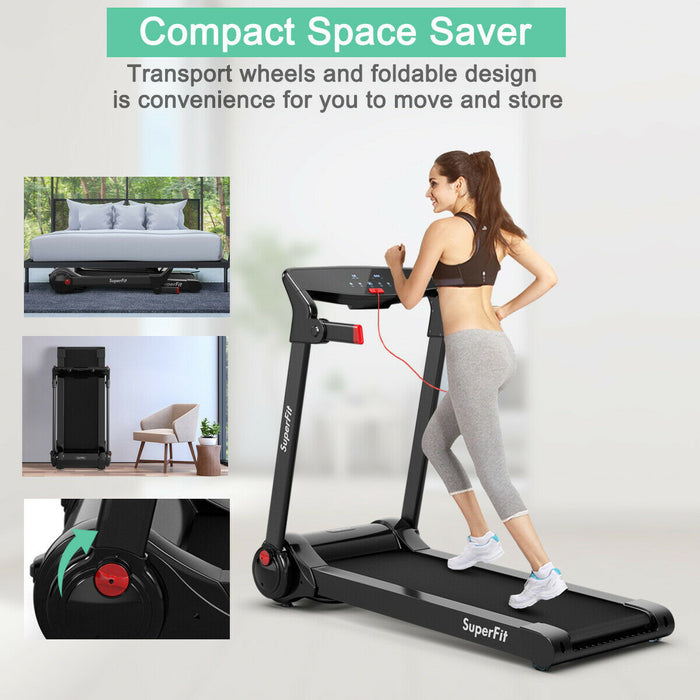 Superfit 3hp Folding Electric Treadmill Running Machine W/ Speaker Red