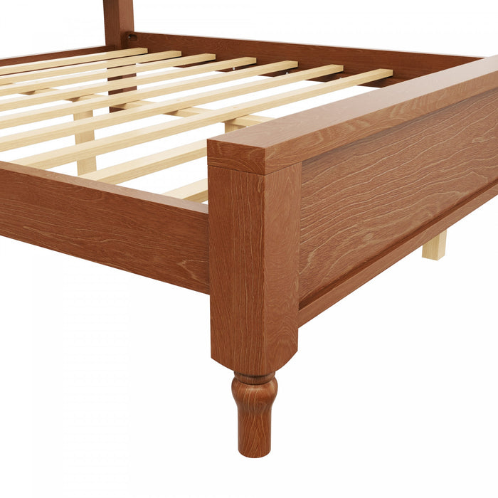 Miles Queen Size Wood Platform Bed with Curved Upholstered Headboard, Brown