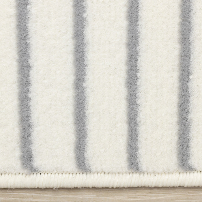 Forte White Grey Curved Arches Indoor Area Rug - 7'9\" x 10'6\"