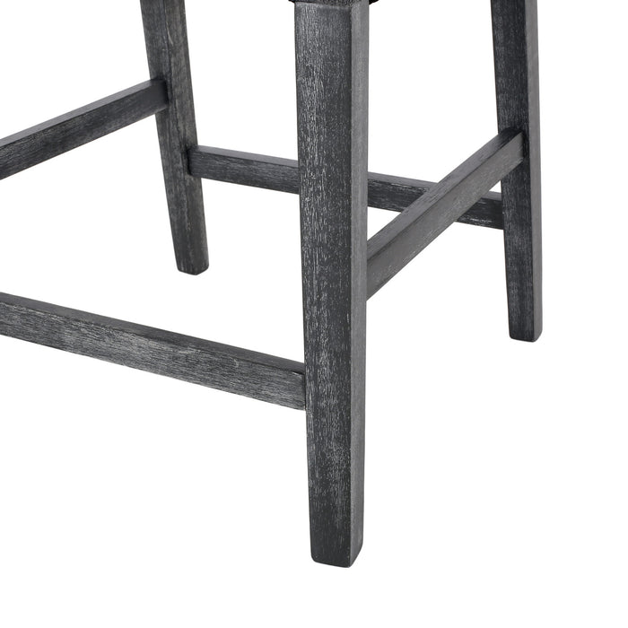 Lewis 26\" Seat Height Counter Stool With Upholstered Fabric And Solid Wood Legs, Charcoal