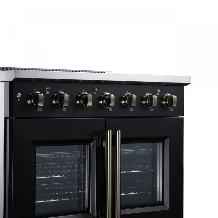 Galiano 36 Inch French Door Electric Range, 5 radiant burners, 5.36 cu.ft., Black - FFSEL6917-36BLK