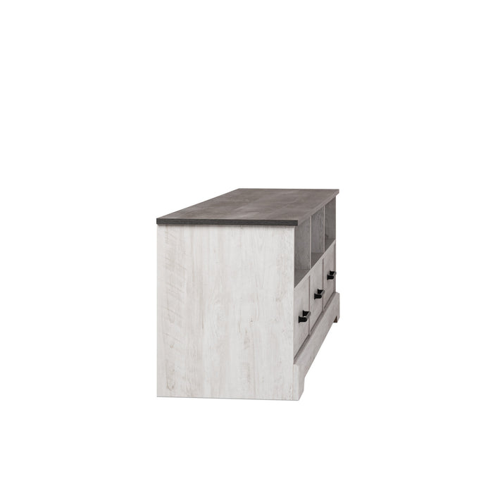 Prepac Rustic Ridge 66\" TV Stand - Washed White