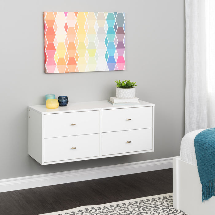 Floating 4-Drawer Dresser - White
