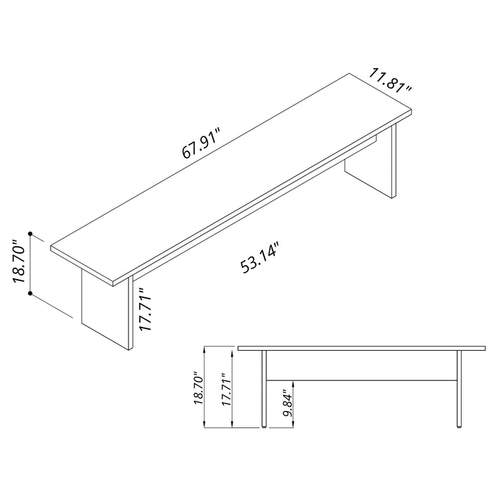 Manhattan Comfort Nomad 67.91\" Modern Dining Bench - White