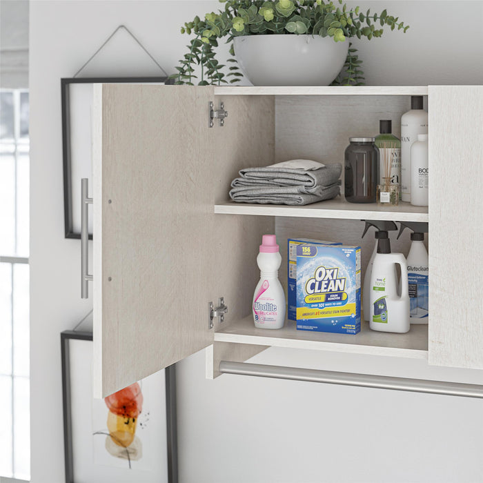 Ameriwood Home Camberly 3-Door Wall Cabinet with Hanging Rod - Ivory Oak