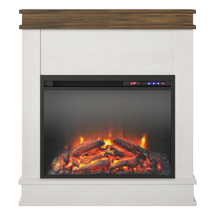 Ameriwood Home Mateo Electric Fireplace with Mantel and Touchscreen Display - Ivory Oak
