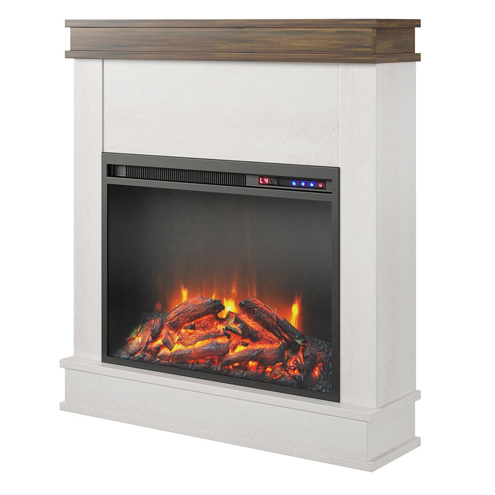 Ameriwood Home Mateo Electric Fireplace with Mantel and Touchscreen Display - Ivory Oak