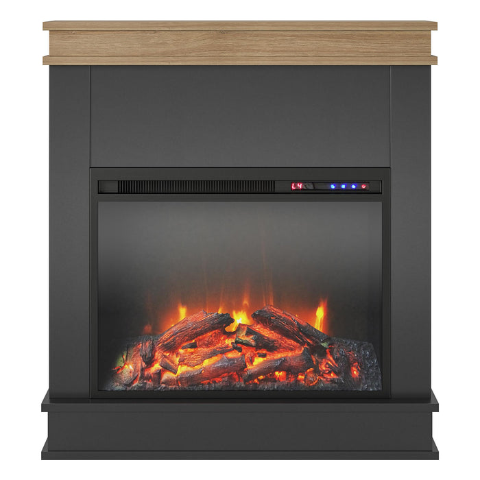 Ameriwood Home Mateo Electric Fireplace with Mantel and Touchscreen Display - Black and Natural