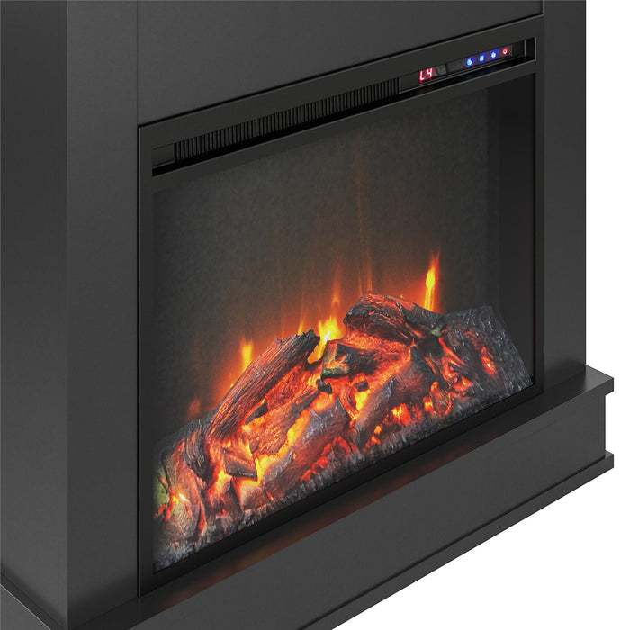 Ameriwood Home Mateo Electric Fireplace with Mantel and Touchscreen Display - Black and Natural
