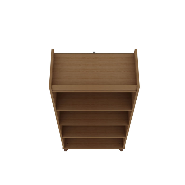 Manhattan Comfort Hampton 4-Tier Bookcase with Solid Wood Legs - Maple Cream