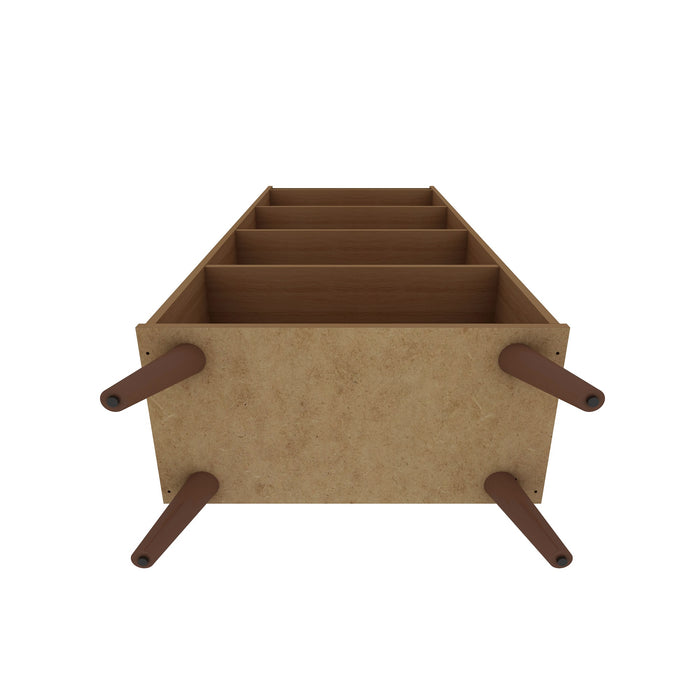 Manhattan Comfort Hampton 4-Tier Bookcase with Solid Wood Legs - Maple Cream