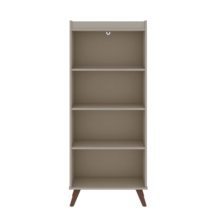 Manhattan Comfort Hampton 4-Tier Bookcase with Solid Wood Legs - Off White