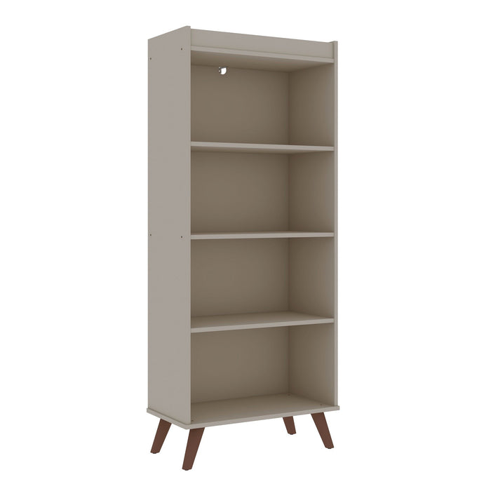 Manhattan Comfort Hampton 4-Tier Bookcase with Solid Wood Legs - Off White