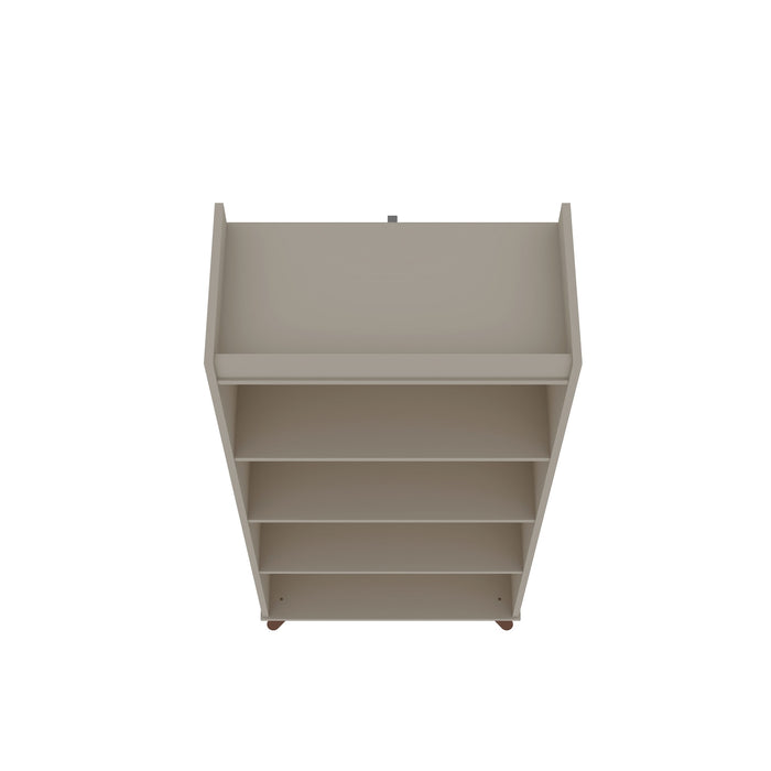 Manhattan Comfort Hampton 4-Tier Bookcase with Solid Wood Legs - Off White