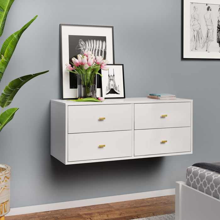Floating 4-Drawer Dresser - White