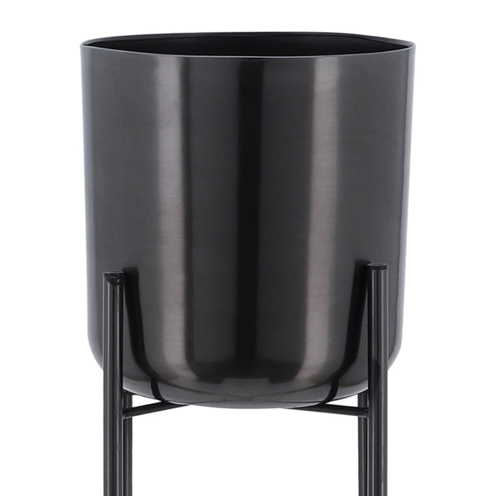 Metal 20\"/30\"/40\" Gunmetal Grey Planter on Stand - Set of 3