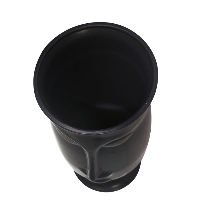 Ceramic 11\" Face Vase with Base - Black