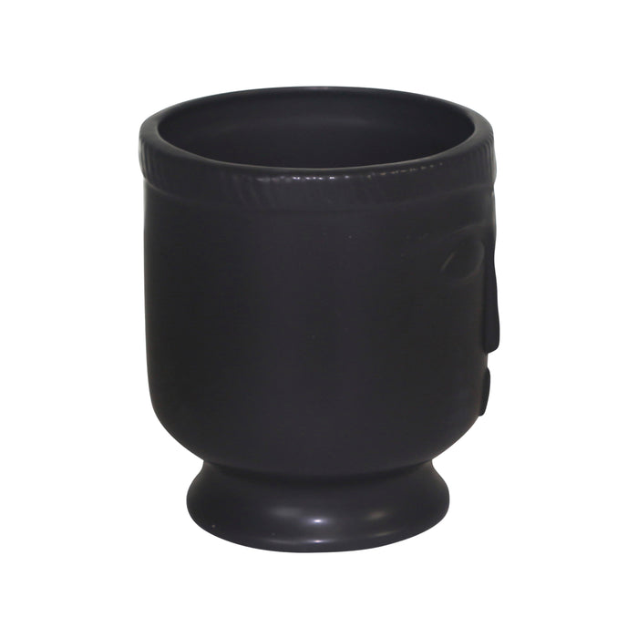 Ceramic 6\" Face Vase with Base - Black