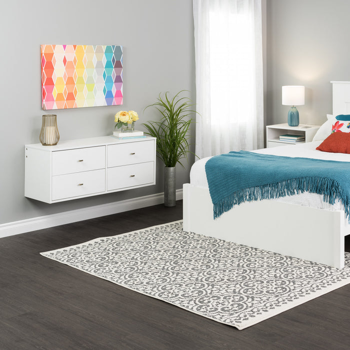 Floating 4-Drawer Dresser - White