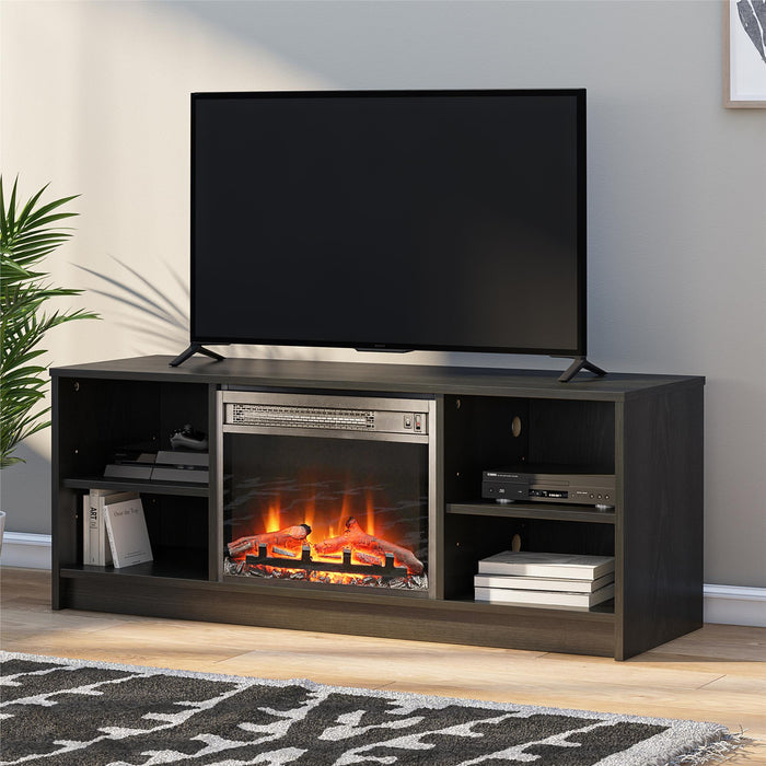 Ameriwood Home Mainstays Electric Fireplace TV Stand for TVs up to 55\" - Black Oak