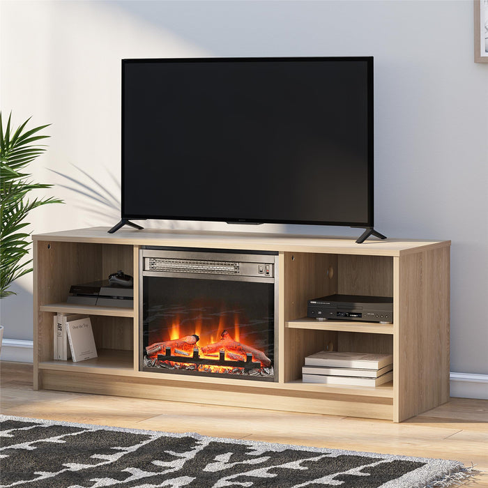 Ameriwood Home Mainstays Electric Fireplace TV Stand for TVs up to 55\" - Natural