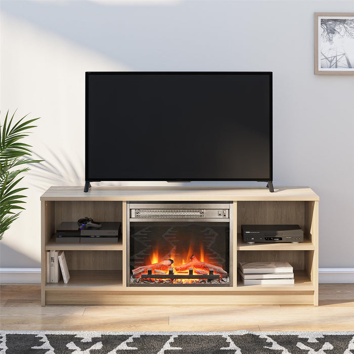 Ameriwood Home Mainstays Electric Fireplace TV Stand for TVs up to 55\" - Natural