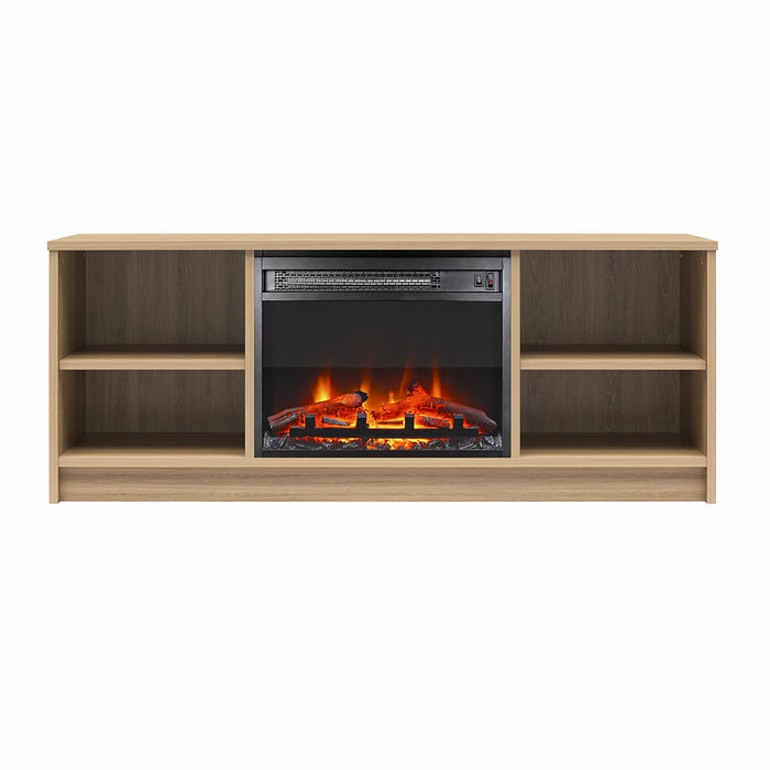 Ameriwood Home Mainstays Electric Fireplace TV Stand for TVs up to 55\" - Natural