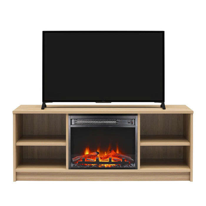 Ameriwood Home Mainstays Electric Fireplace TV Stand for TVs up to 55\" - Natural