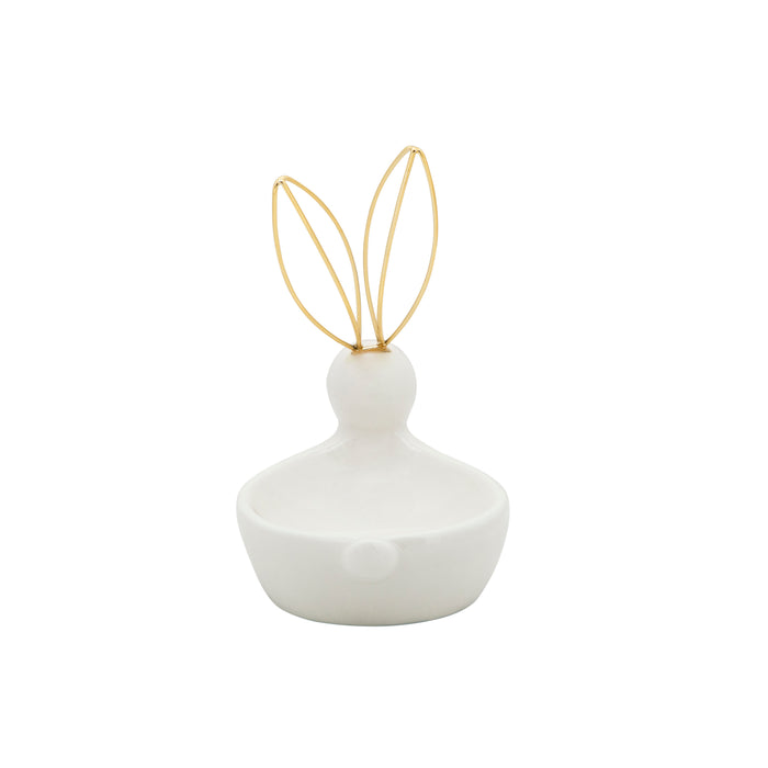 Ceramic Bunny Trinket Tray - White