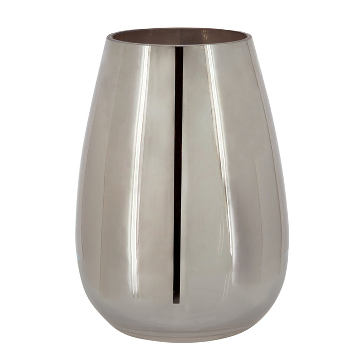Glass 8\" Metallic Vase - Silver