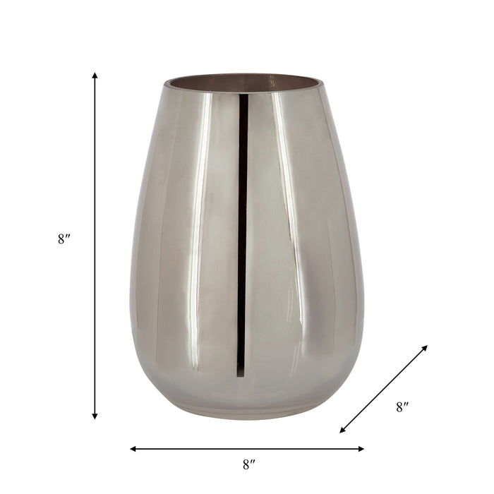 Glass 8\" Metallic Vase - Silver