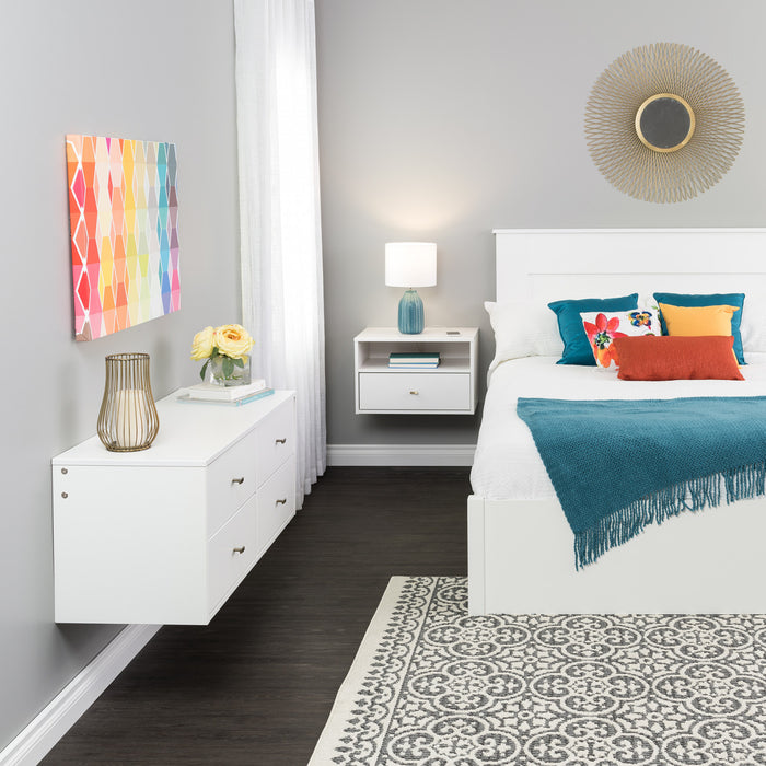 Floating 4-Drawer Dresser - White