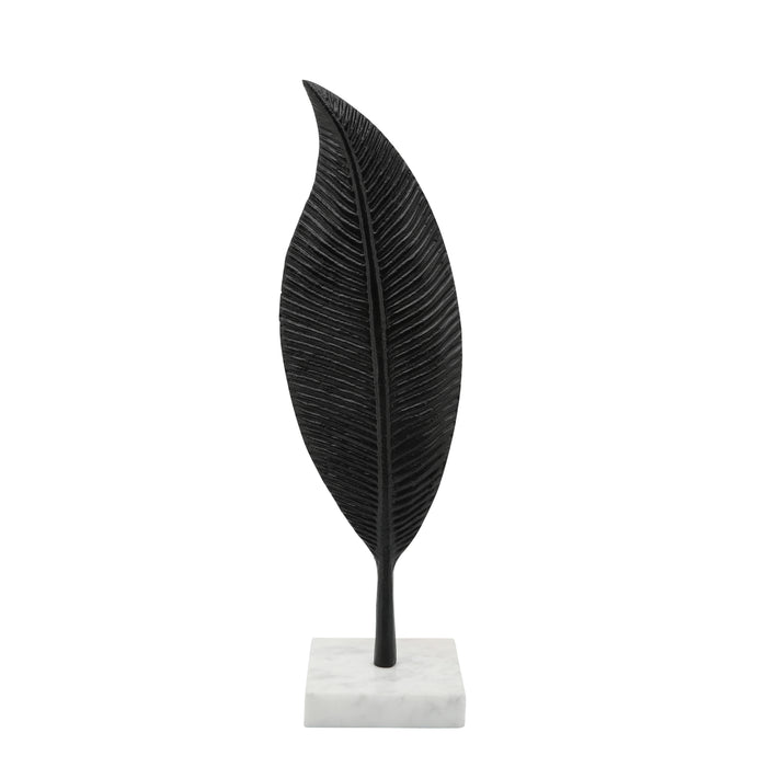 Metal 19\" Leaf Table Decor - Black