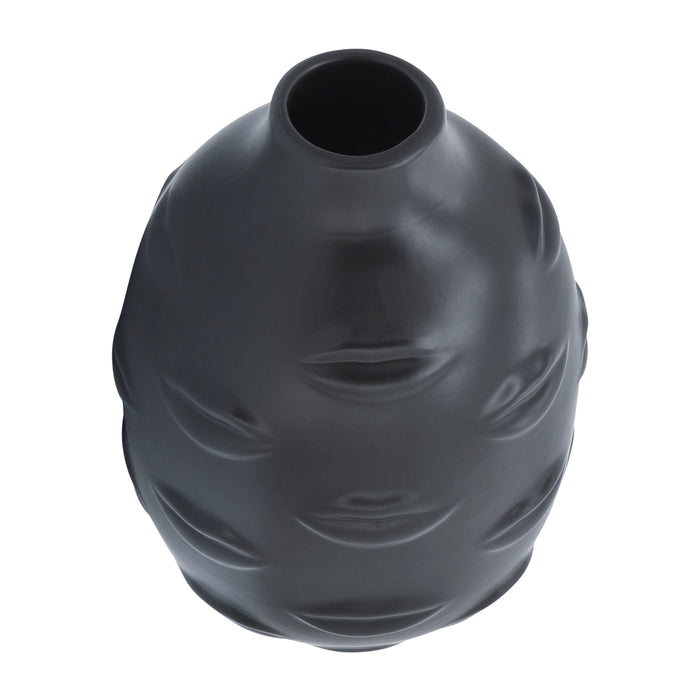 Ceramic 10\" Lips Vase - Black