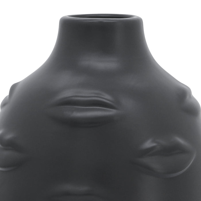 Ceramic 10\" Lips Vase - Black