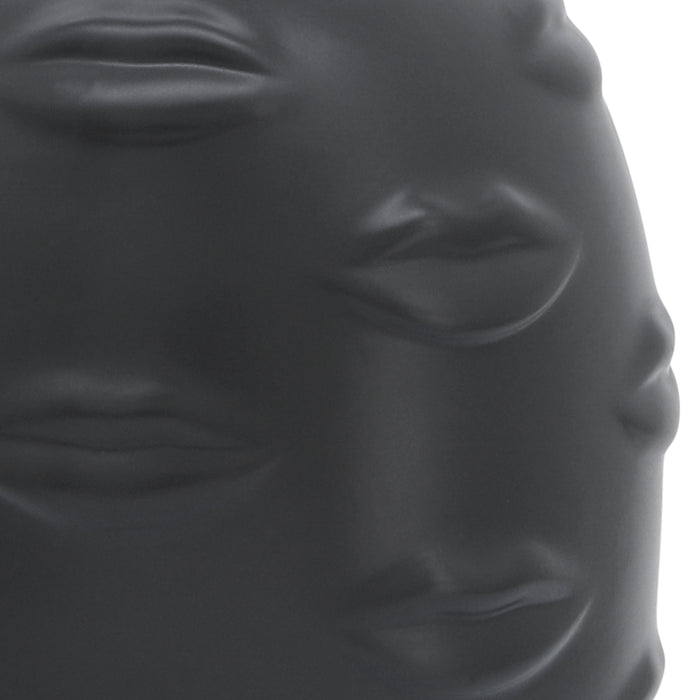 Ceramic 10\" Lips Vase - Black