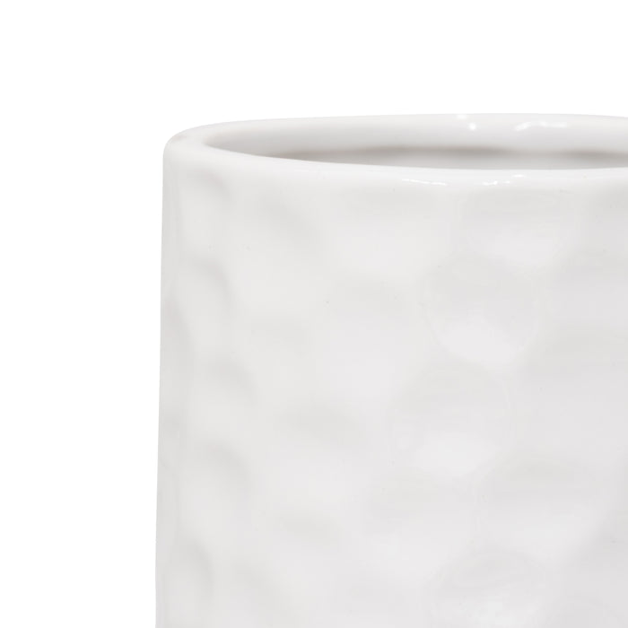 Ceramic 13\" Belted Vase - White and Gold