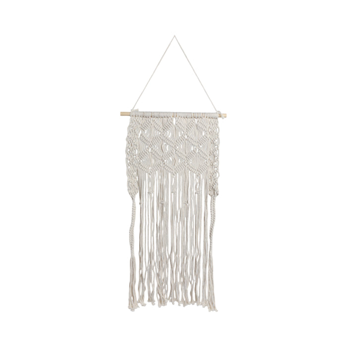 Wood 18\" Macrame Wall Hanging - Ivory