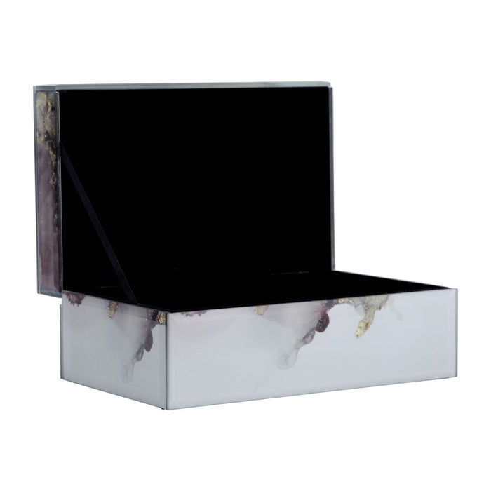 Wood 8\" x 5\" Abstract Box - Gold and Beige