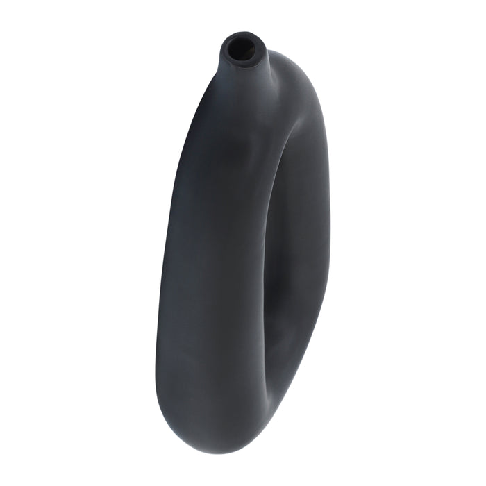 Ceramic 14\" Open Cut-Out Vase - Black
