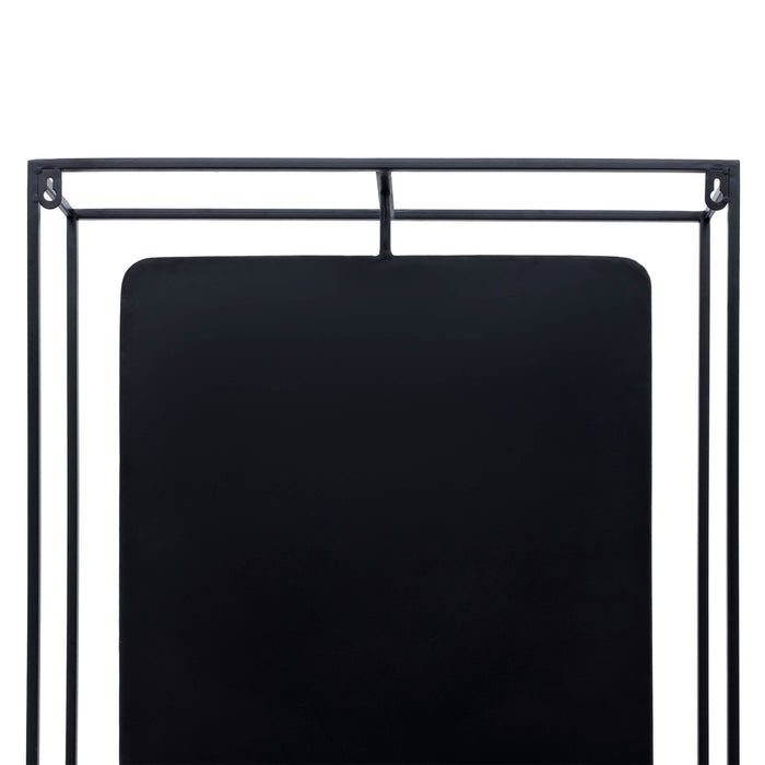 Wood and Metal 36\" Wall Shelf with Mirror - Black and Brown