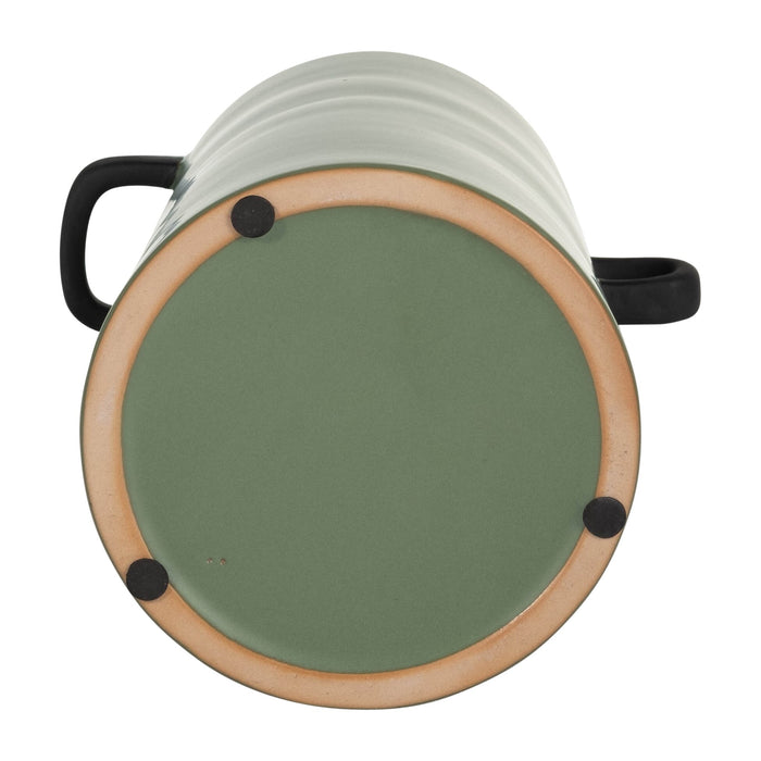 Ceramic 9\" Eared Vase - Dark Sage