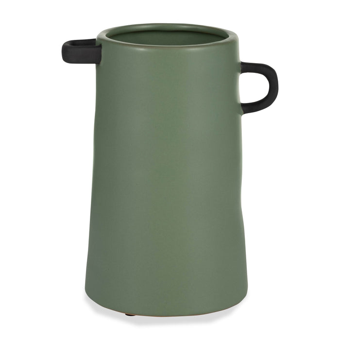 Ceramic 9\" Eared Vase - Dark Sage