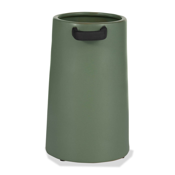 Ceramic 9\" Eared Vase - Dark Sage